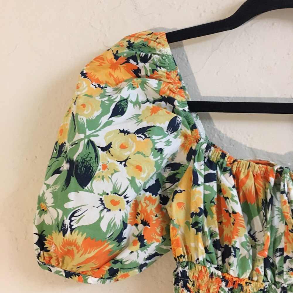Faithful The Brand 100% Cotton Midi Floral Dress 2 Yellow Spring Easter … - Picture 3 of 14